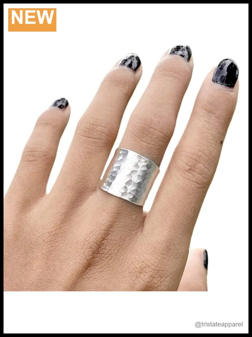 Hammered Sterling Silver Wide Band Ring Adjustable Thumb Ring Gift for Her